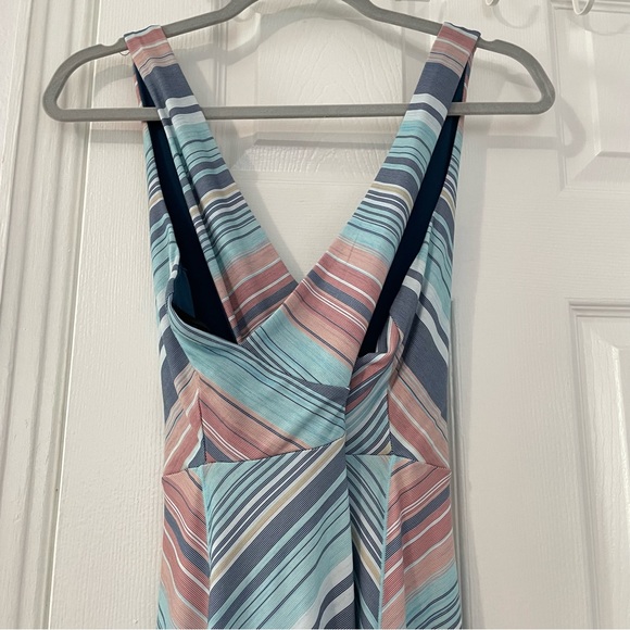 prAna Josepina Striped Maxi Dress Athletic Athleisure Crossover Back Medium - Picture 9 of 13